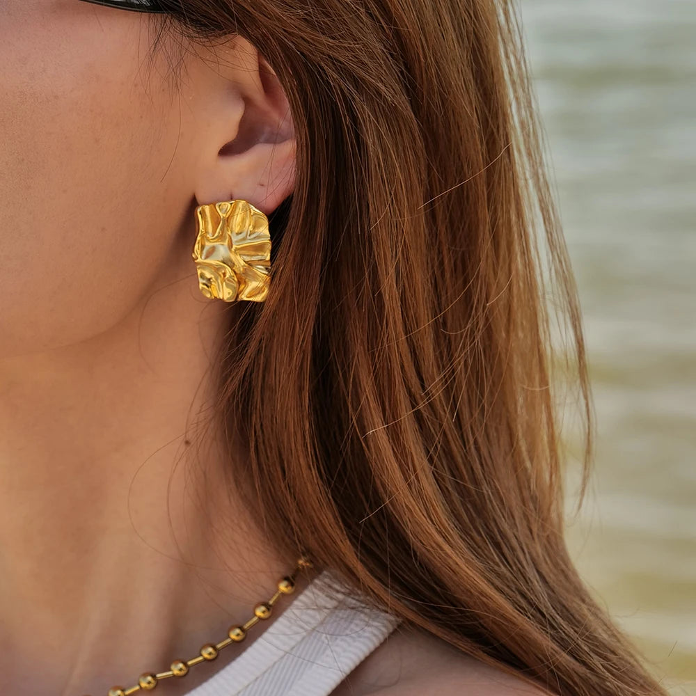 Vintage Square Gold Stud Earrings