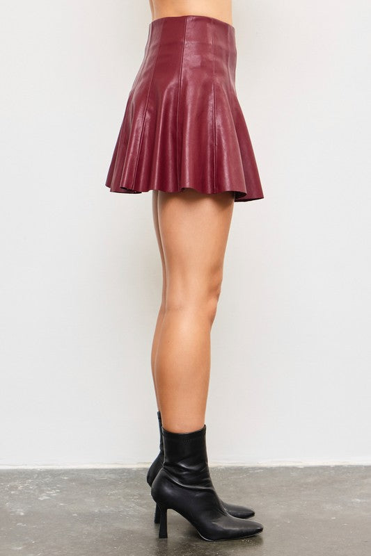 Cherry Leather Skort