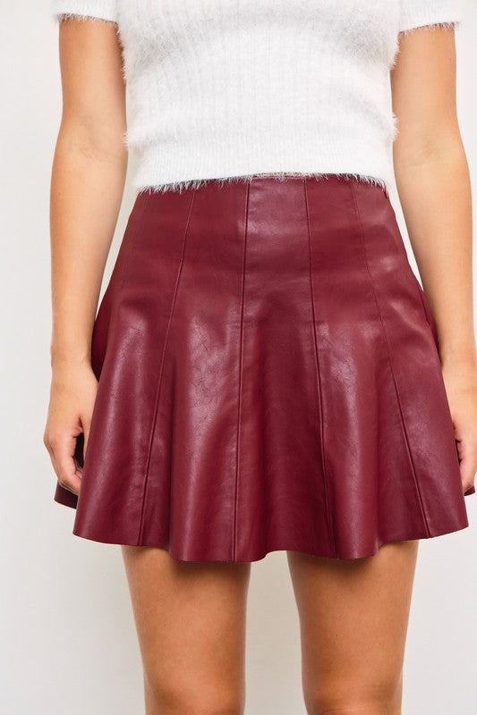 Cherry Leather Skort