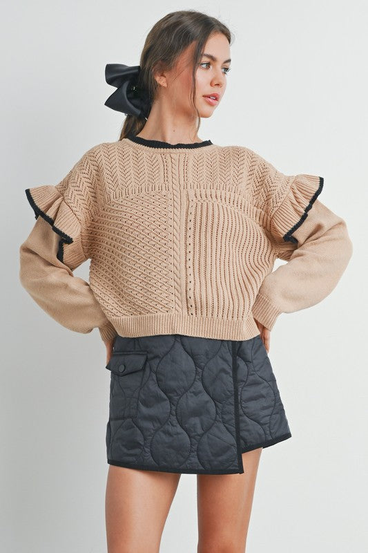 Ruffled Elegance Sweater