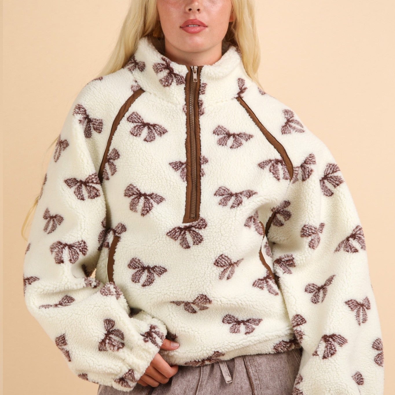 Cozy Bow Sherpa Pull over