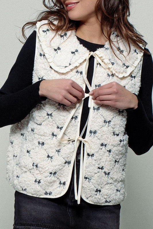 Bow & Blossom Sherpa Vest