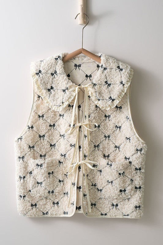 Bow & Blossom Sherpa Vest