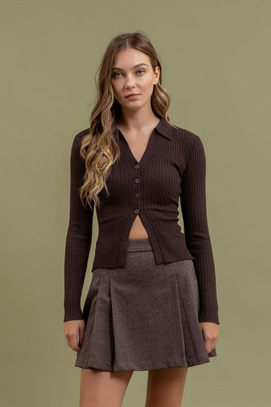 Charcoal Classic Button-Up Sweater