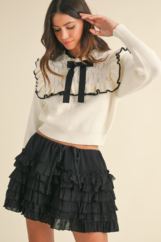 Bow & Ruffle Knit Top