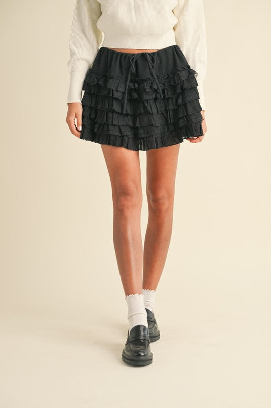 Midnight Ruffle Mini Skirt