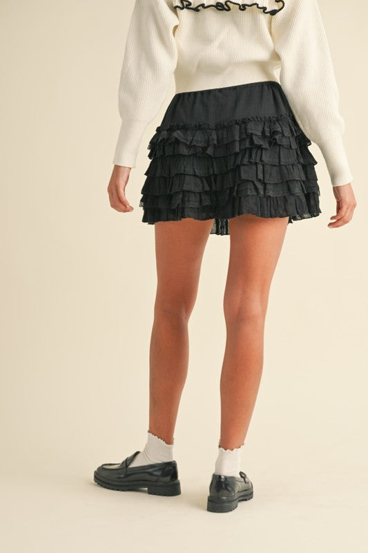 Midnight Ruffle Mini Skirt