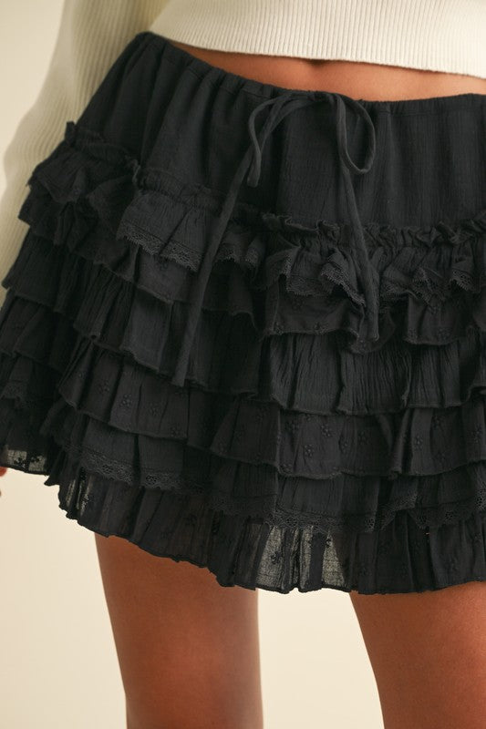 Midnight Ruffle Mini Skirt