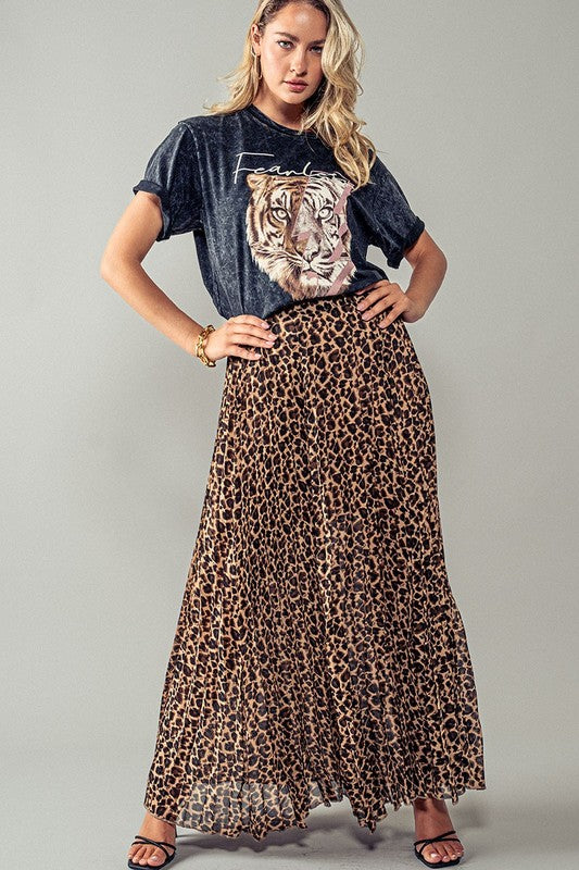 Wild Elegance Pleated Maxi Skirt