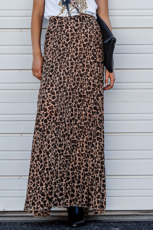 Wild Elegance Pleated Maxi Skirt