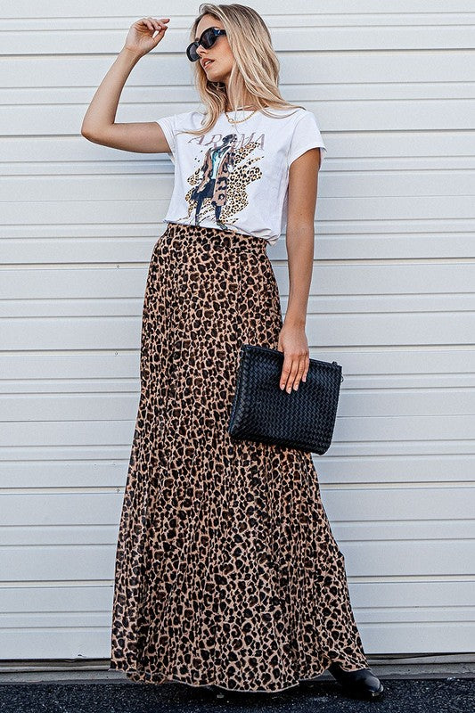 Wild Elegance Pleated Maxi Skirt