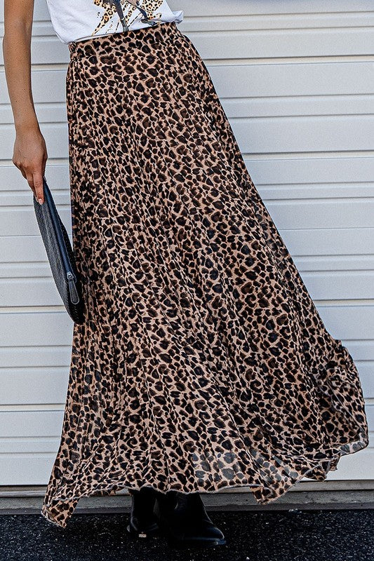 Wild Elegance Pleated Maxi Skirt