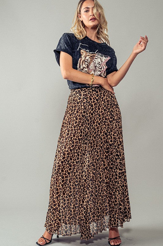 Wild Elegance Pleated Maxi Skirt