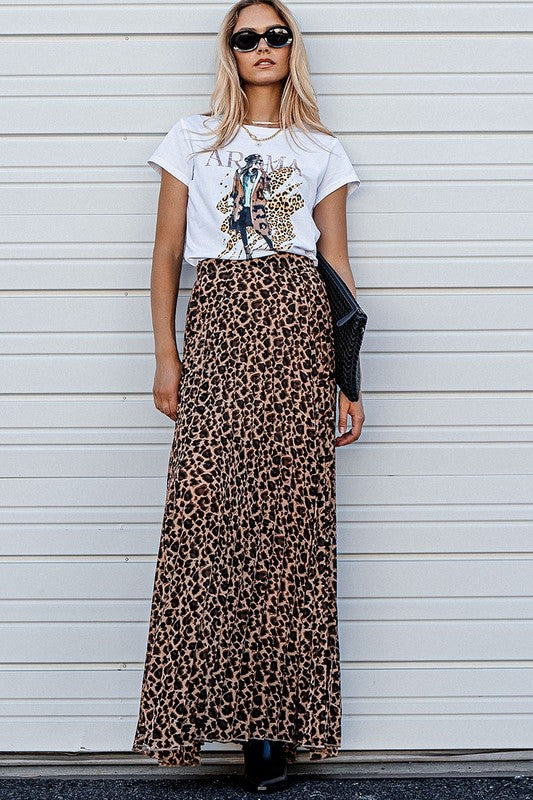 Wild Elegance Pleated Maxi Skirt