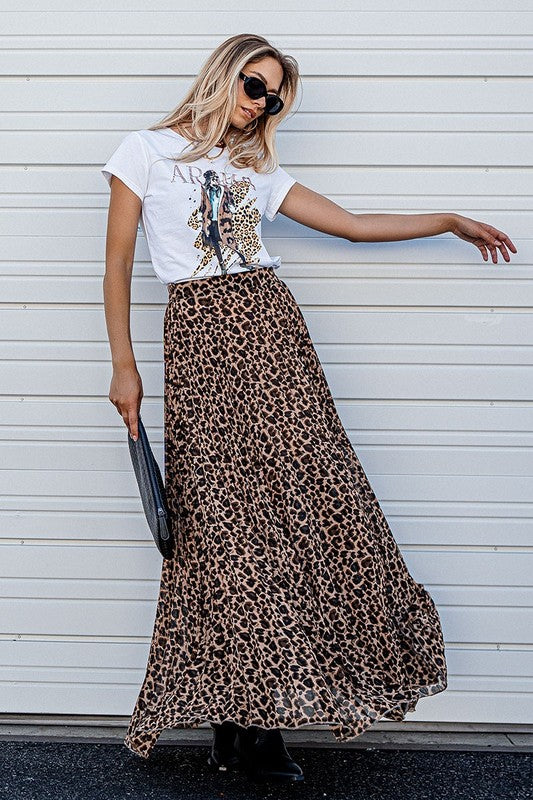 Wild Elegance Pleated Maxi Skirt