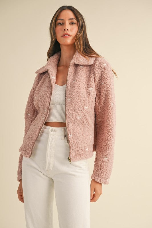 Blush Bow Teddy Fleece Jacket