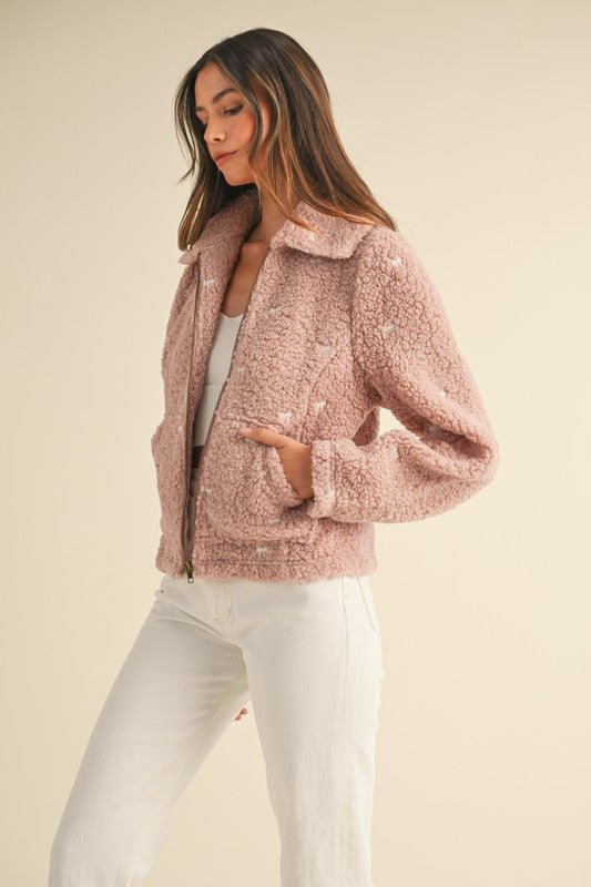 Blush Bow Teddy Fleece Jacket