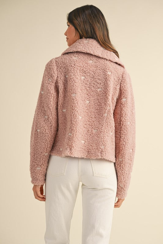 Blush Bow Teddy Fleece Jacket