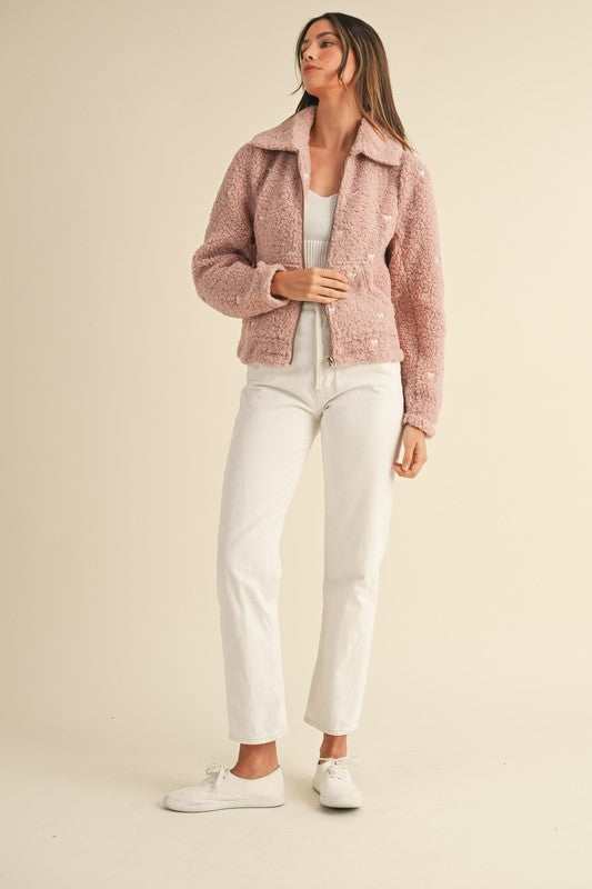 Blush Bow Teddy Fleece Jacket