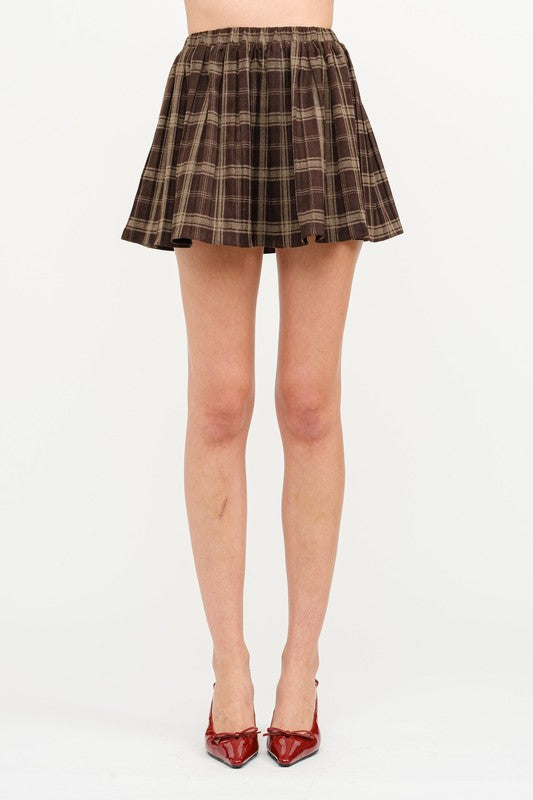 Chestnut Charm Plaid Skirt