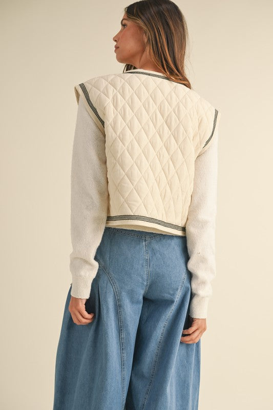 Embroidered Blossom Quilted Vest