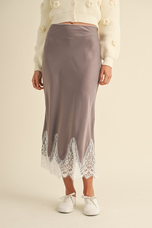 Dusky Orchid Scallop Midi Skirt