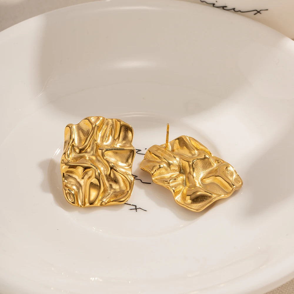 Vintage Square Gold Stud Earrings