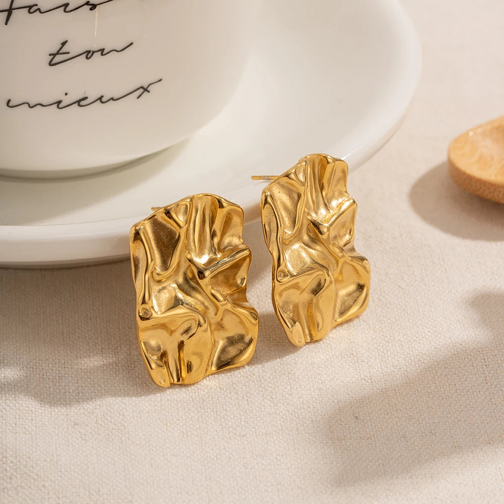 Vintage Square Gold Stud Earrings