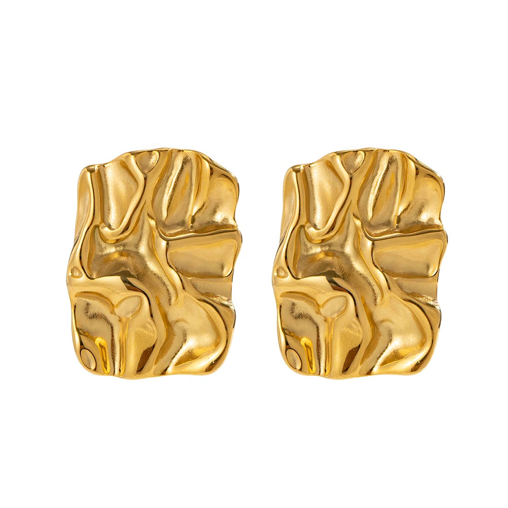 Vintage Square Gold Stud Earrings