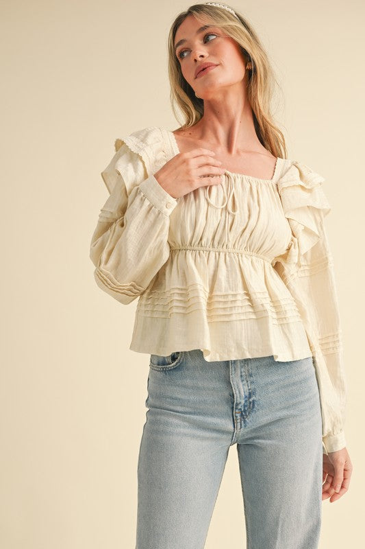 Lace Trim Peplum Charm Blouse